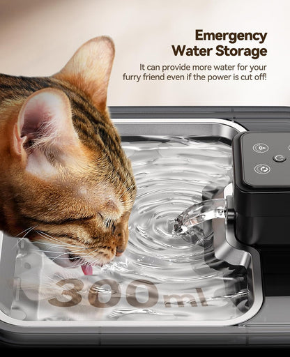 Cordless Cat Water Fountain with Stainless Steel Bowl