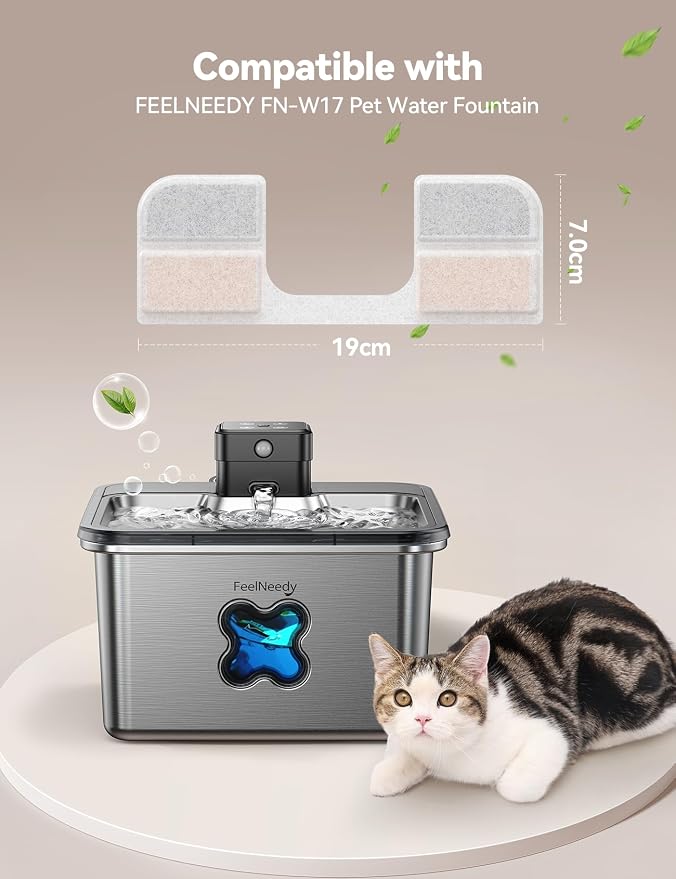 Cordless Cat Water Fountain with Stainless Steel Bowl